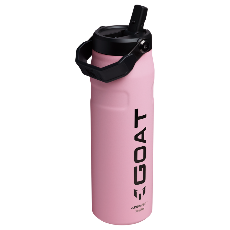 Stanley 1913 Messi x Stanley 1913 IceFlow™ Flip Straw 2.0 Bottle 24 OZ in Messi GOAT Pink | Back View