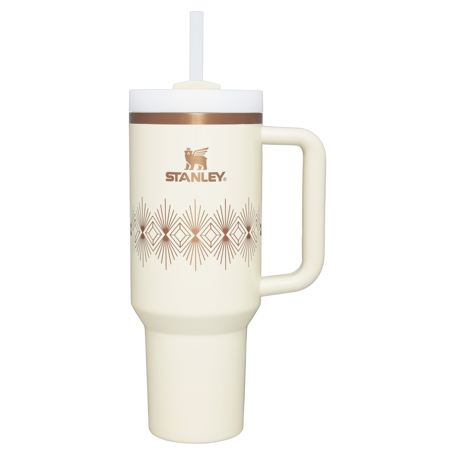 Stanley 1913 Deco Collection Quencher H2.0 FlowState™ Tumbler 40 OZ in Cream Gloss Deco