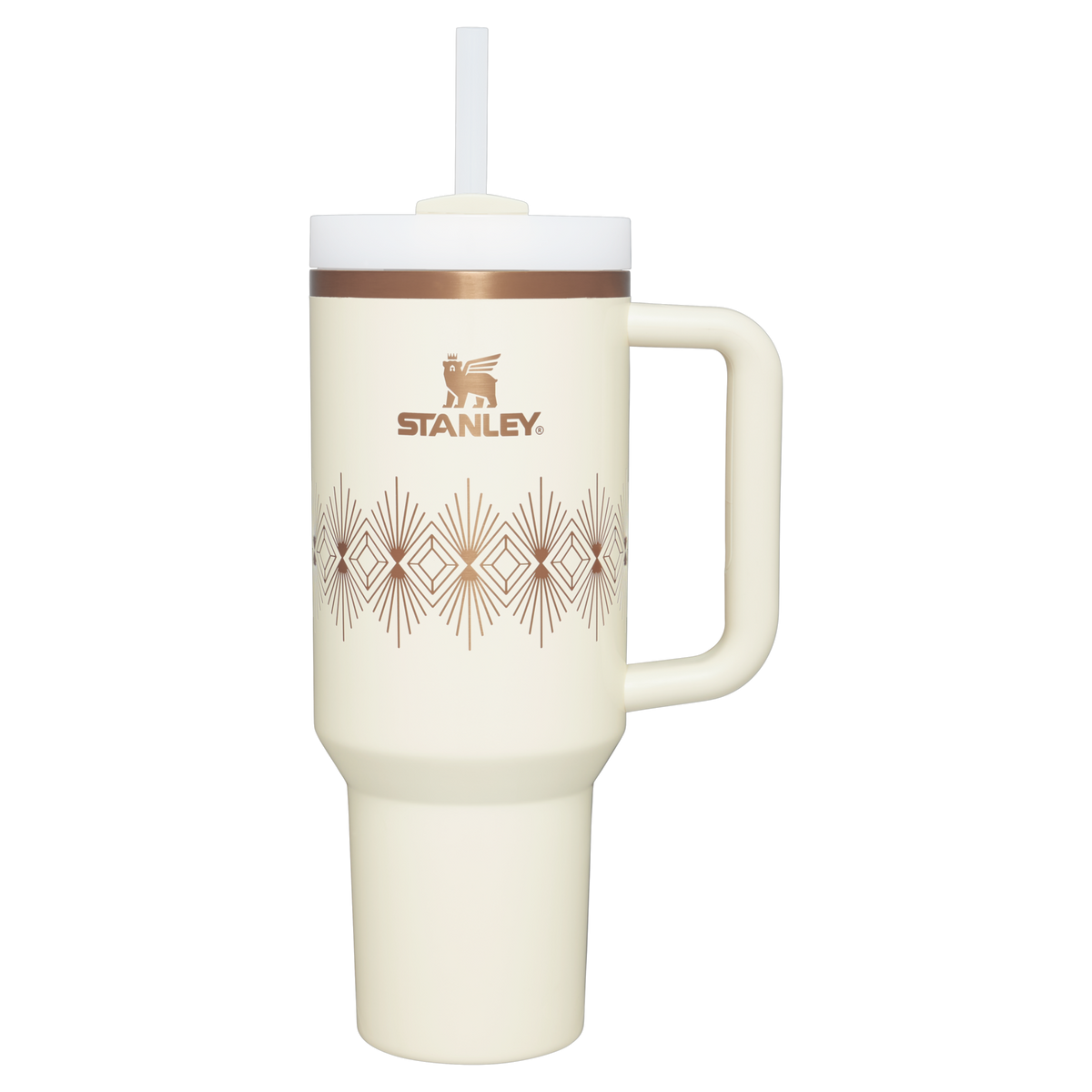 Stanley 1913 Deco Collection Quencher H2.0 FlowState™ Tumbler 40 OZ in Cream Gloss Deco | View 1