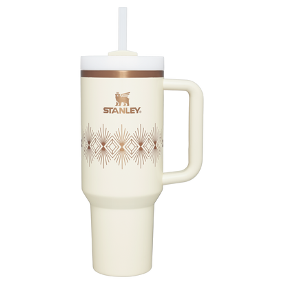 Stanley 1913 Deco Collection Quencher H2.0 FlowState™ Tumbler 40 OZ in Cream Gloss Deco