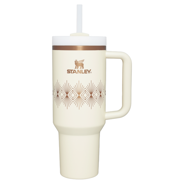 Stanley 1913 Deco Collection Quencher H2.0 FlowState™ Tumbler 40 OZ in Cream Gloss Deco