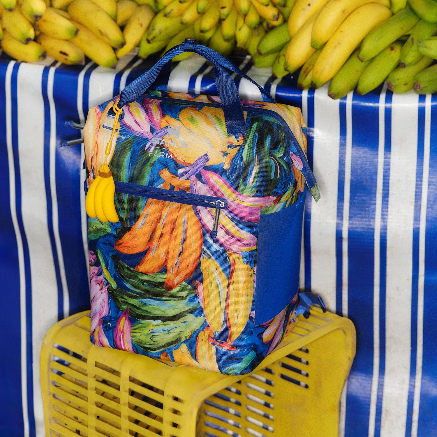 Stanley 1913 Stanley 1913 x FARM Rio All Day Madeleine Mini Cooler Backpack 14 qt in Farm Rio Painted Bananas | View 6