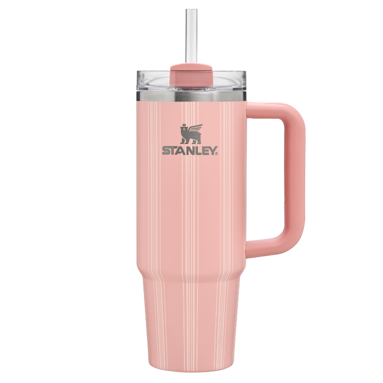 Stanley 1913 The Quencher H2.0 FlowState™ Tumbler 30 OZ Picnic Collection in Peach Rose Picnic Stripe | Front View