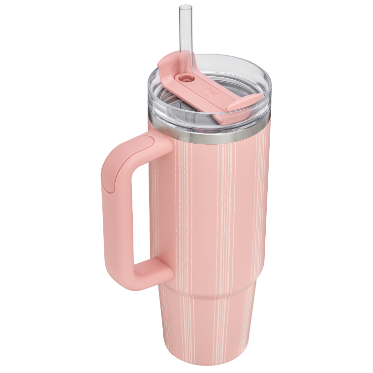 Stanley 1913 The Quencher H2.0 FlowState™ Tumbler 30 OZ Picnic Collection in Peach Rose Picnic Stripe | Back View
