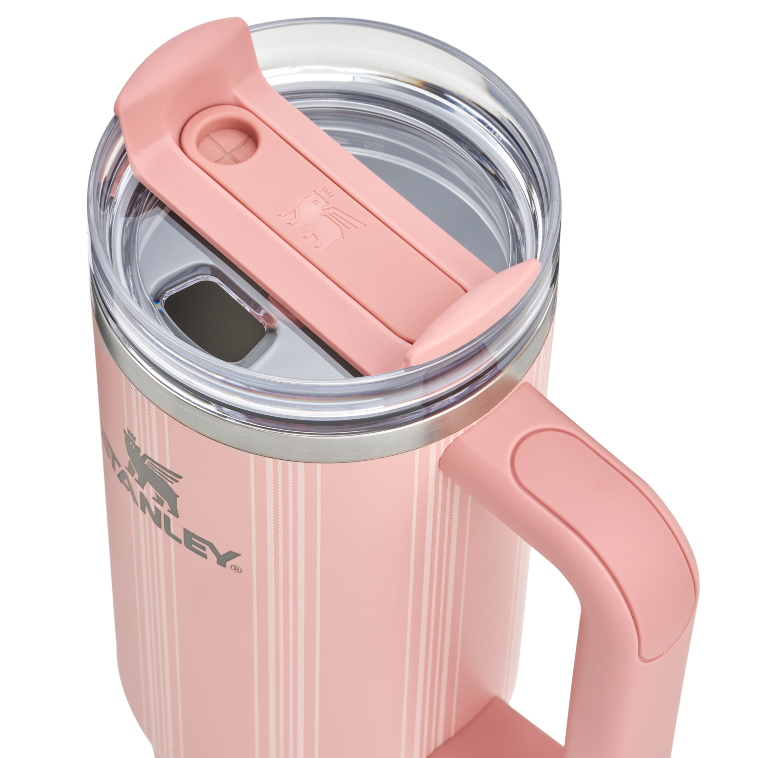 Stanley 1913 The Quencher H2.0 FlowState™ Tumbler 30 OZ Picnic Collection in Peach Rose Picnic Stripe | Lid Detailed View