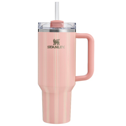 Stanley 1913 The Quencher H2.0 FlowState™ Tumbler 40 OZ Picnic Collection in Peach Rose Picnic Stripe | Front View