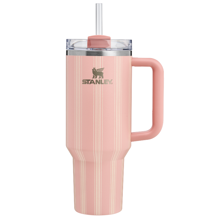 Quencher H2.0 FlowState Tumbler | 40 OZ - Peach Rose Picnic Stripe - Stanley AU