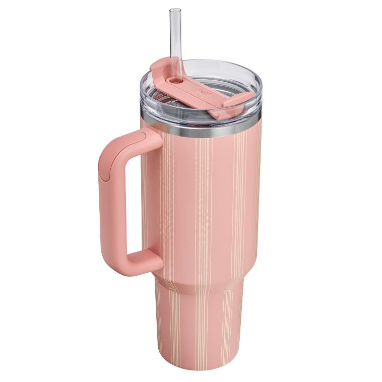 Stanley 1913 The Quencher H2.0 FlowState™ Tumbler 40 OZ Picnic Collection in Peach Rose Picnic Stripe | View 2