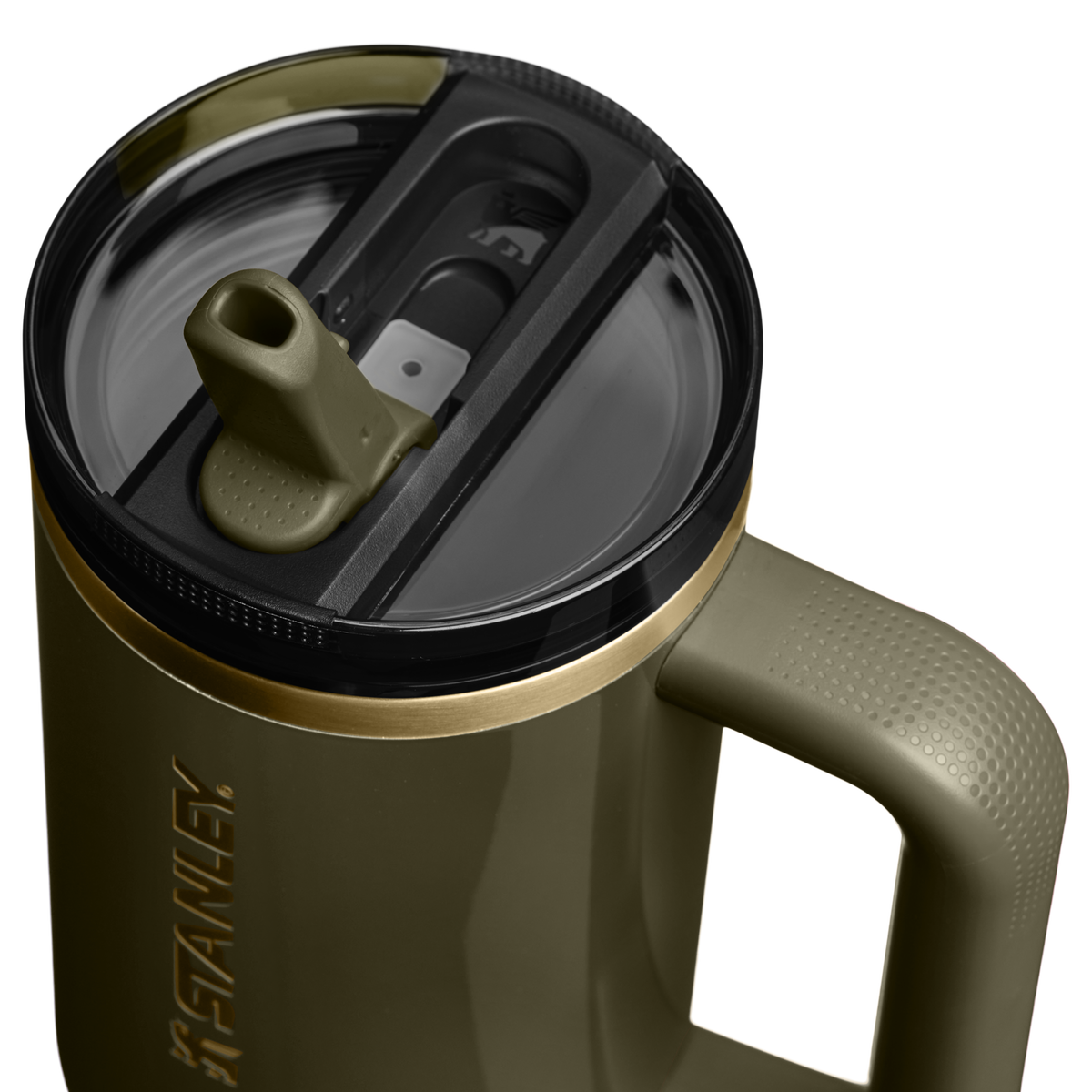 Stanley 1913 The Quencher® ProTour Tumbler 30oz Spring Reset Collection in Peat Moss Gloss | Lid Detailed View