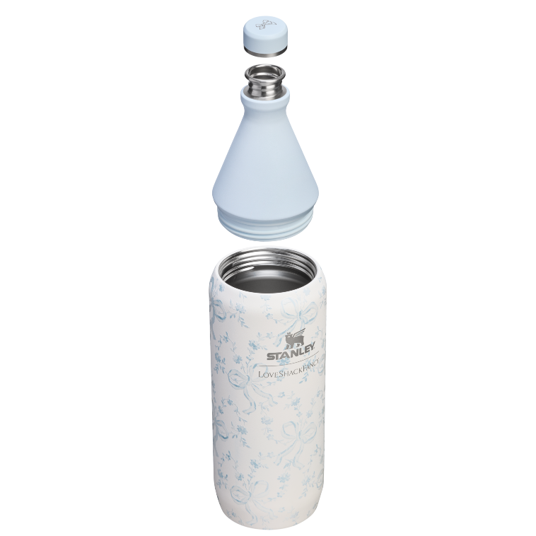 Stanley 1913 Stanley 1913 x LoveShackFancy The All Day Slim Bottle 34 OZ in Coquette Bow – Winter Ice | Cross Section View