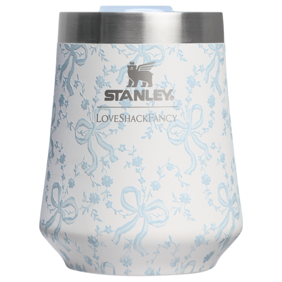 Stanley 1913 Stanley 1913 x LoveShackFancy The Reserve Wine Tumbler 11 OZ in Coquette Bow – Winter Ice | Front View