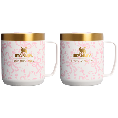 Stanley 1913 Stanley 1913 x LoveShackFancy The Mug Set 2-pack 12 OZ in Coquette Bow – Chantilly | Front View
