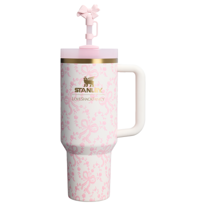 Stanley 1913 Stanley 1913 x LoveShackFancy Quencher®  H2.0 FlowState™ Tumbler | 40 OZ in Coquette Bow – Chantilly | Front View