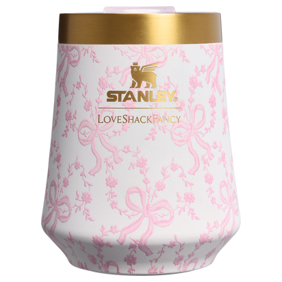 Stanley 1913 Stanley 1913 x LoveShackFancy The Reserve Wine Tumbler 11 OZ in Coquette Bow – Chantilly | Front View