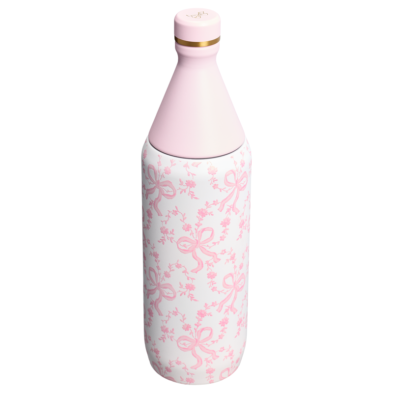 Stanley 1913 Stanley 1913 x LoveShackFancy The All Day Slim Bottle 34 OZ in Coquette Bow – Chantilly | Back View
