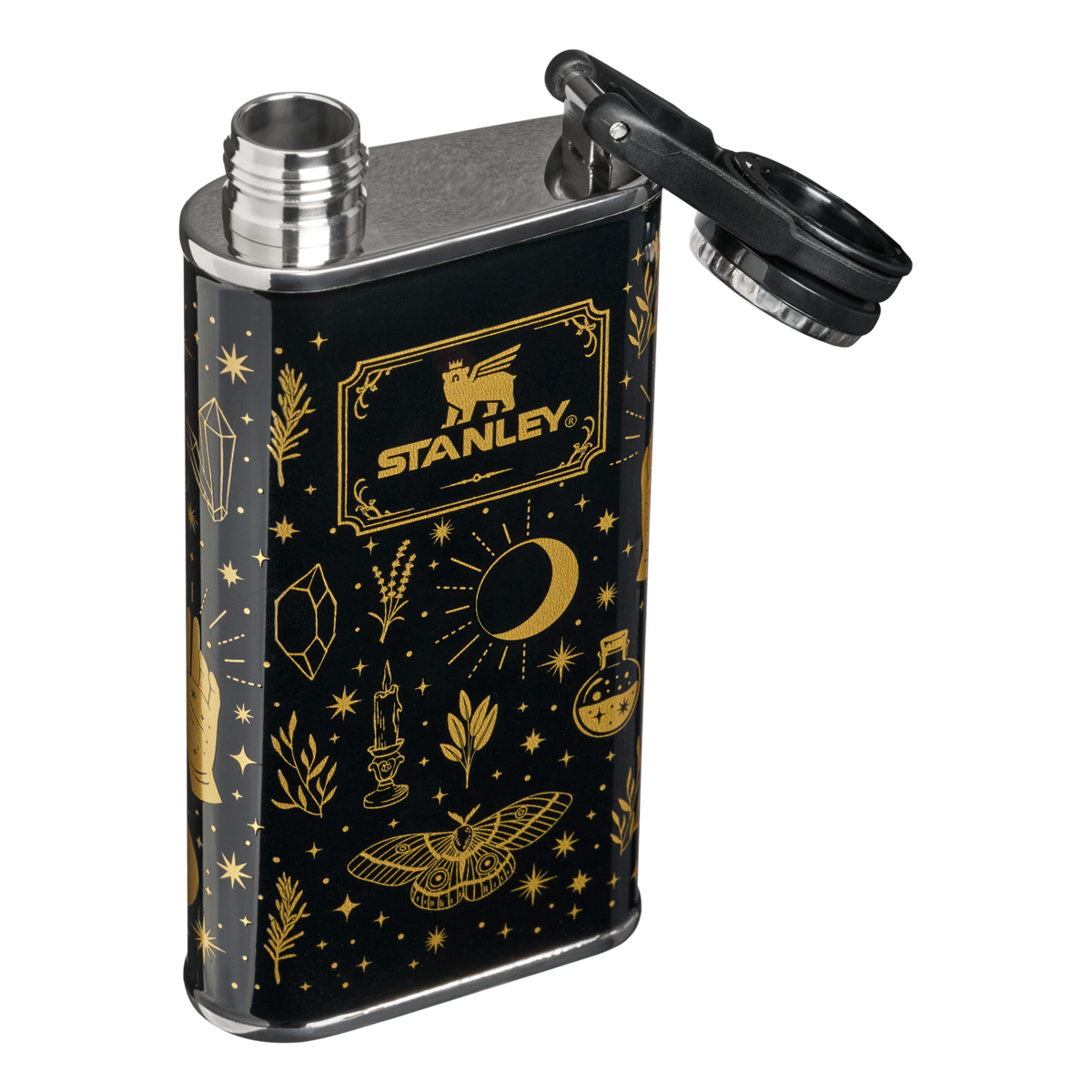 Stanley 1913 Halloween Easy-Fill Wide Mouth Flask 8 oz in Black Magic | Open View