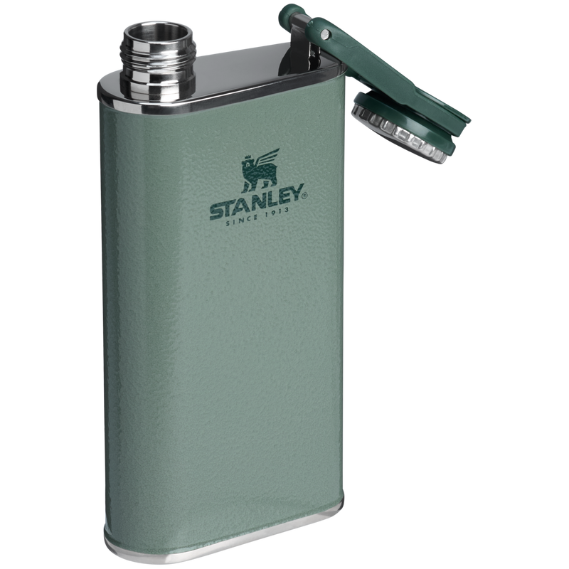 Stanley 1913 Classic Easy Fill Flask 8 oz in Hammertone Green | Open View