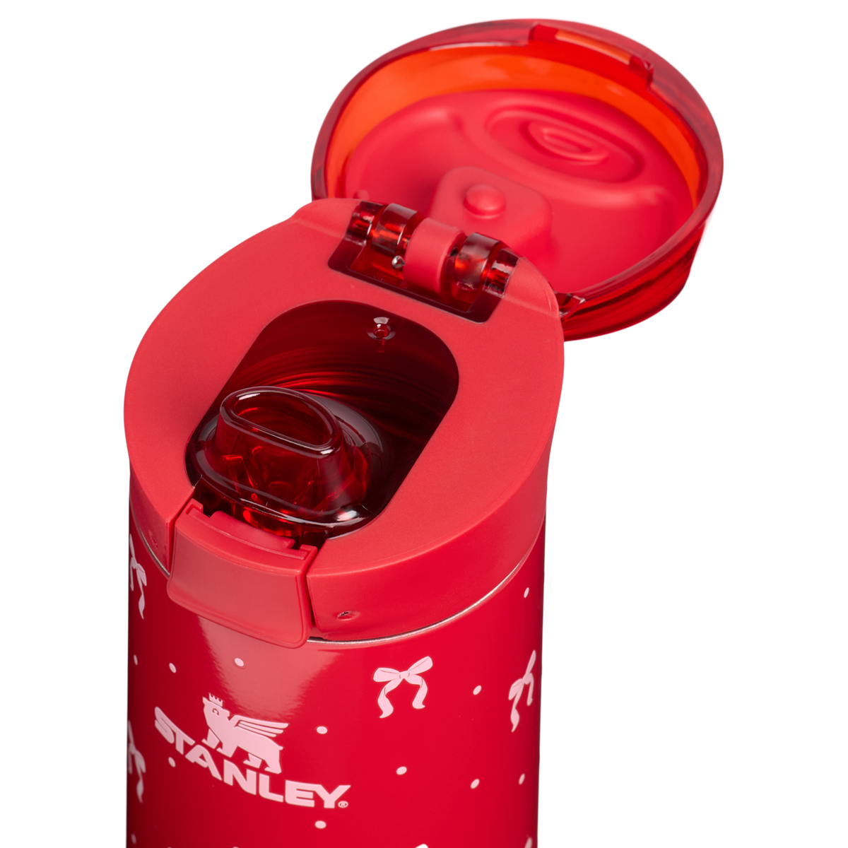 Stanley 1913 The Flowstate™ Spring Water Bottle 20 oz The Holiday Collection in Rouge Bows | Lid Detailed View