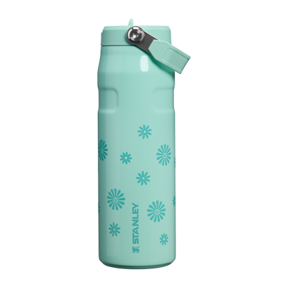 Stanley 1913 The IceFlow™ Flip Straw 2.0 Bottle 24OZ Wild and Free Collection in Teal Daisies | Front View