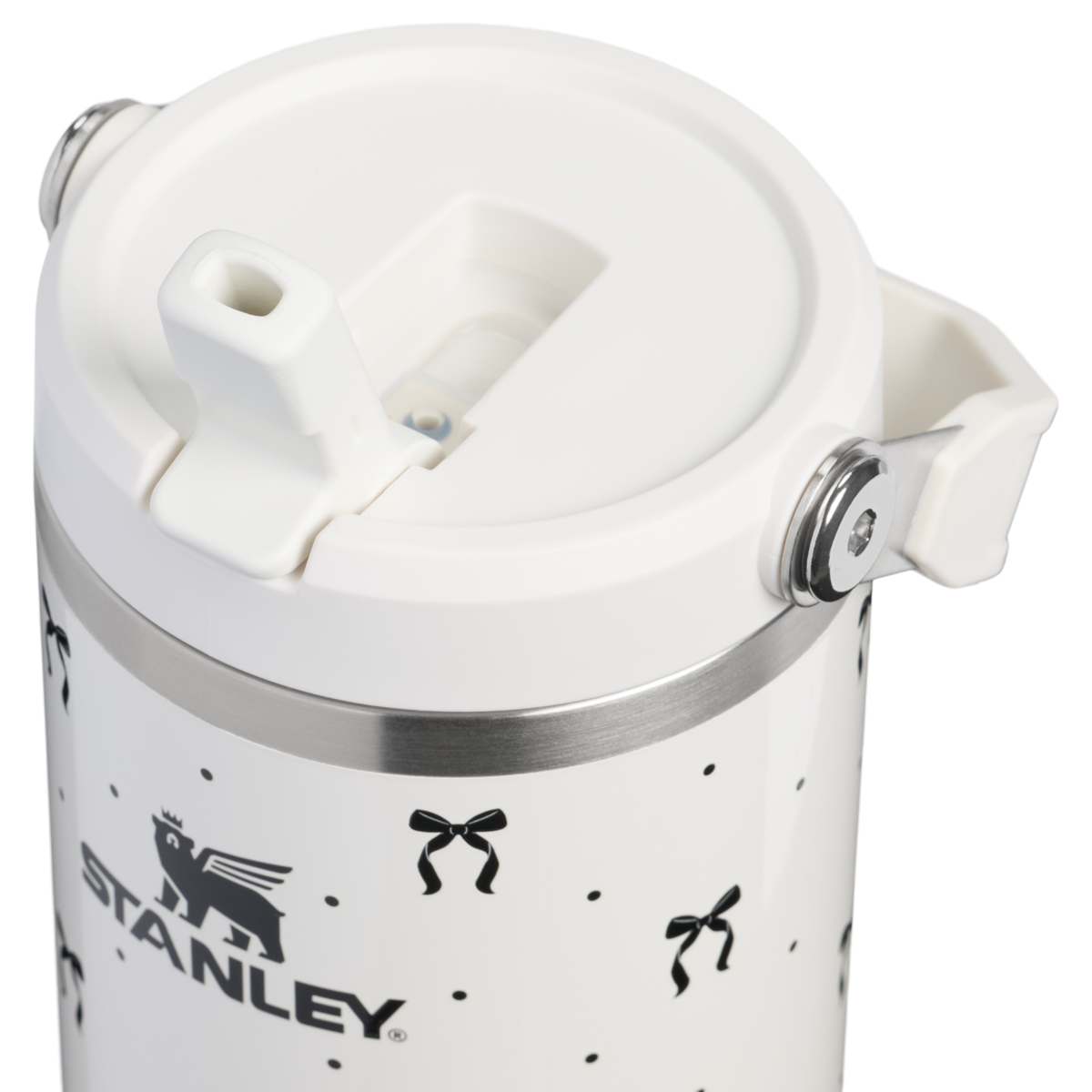 Stanley 1913 The Iceflow™ 2.0 Flip Straw Tumbler 30 oz The Holiday Collection in Salt Bows | Lid Detailed View