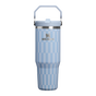Swatch for Stanley 1913 The IceFlow™ Flip Straw   Tumbler | 30 oz High Summer in Linen Blue Tile | Front View