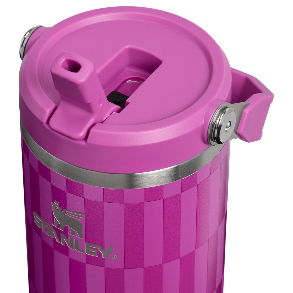 Stanley 1913 The IceFlow™ Flip Straw   Tumbler | 30 oz High Summer in Purple Blossom Tile | Lid Detailed View