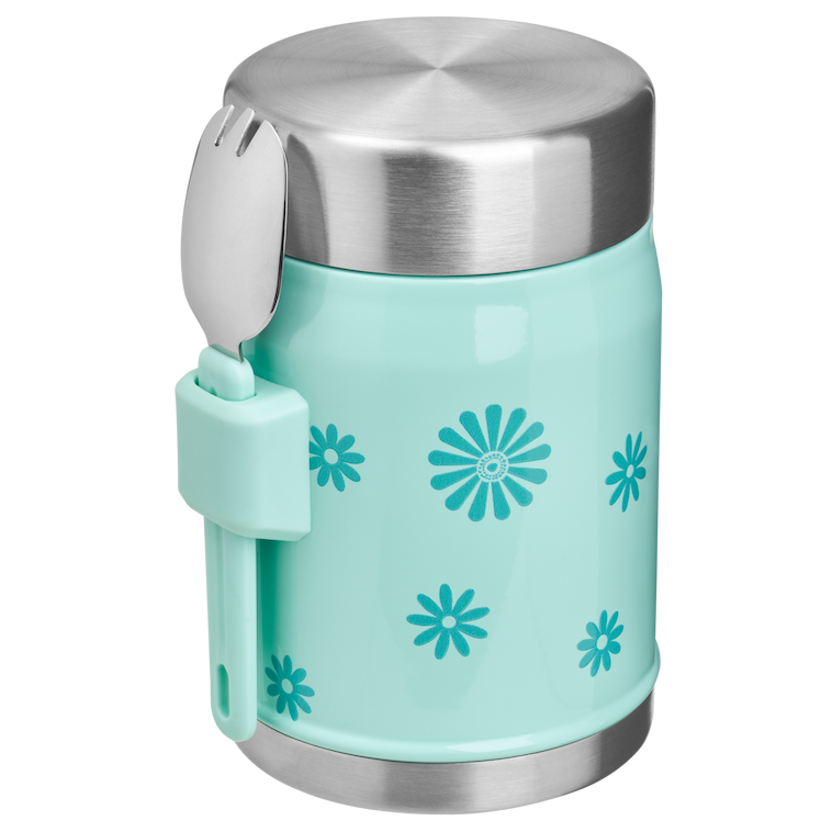 Stanley 1913 Classic Legendary Food Jar + Spork 14 OZ Wild and Free Collection in Teal Daisies | Back View