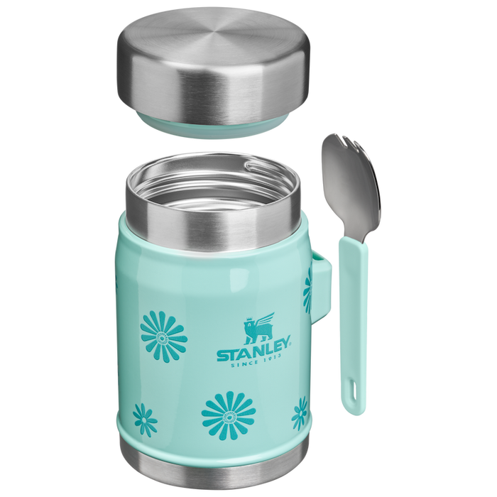 Stanley 1913 Classic Legendary Food Jar + Spork 14 OZ Wild and Free Collection in Teal Daisies