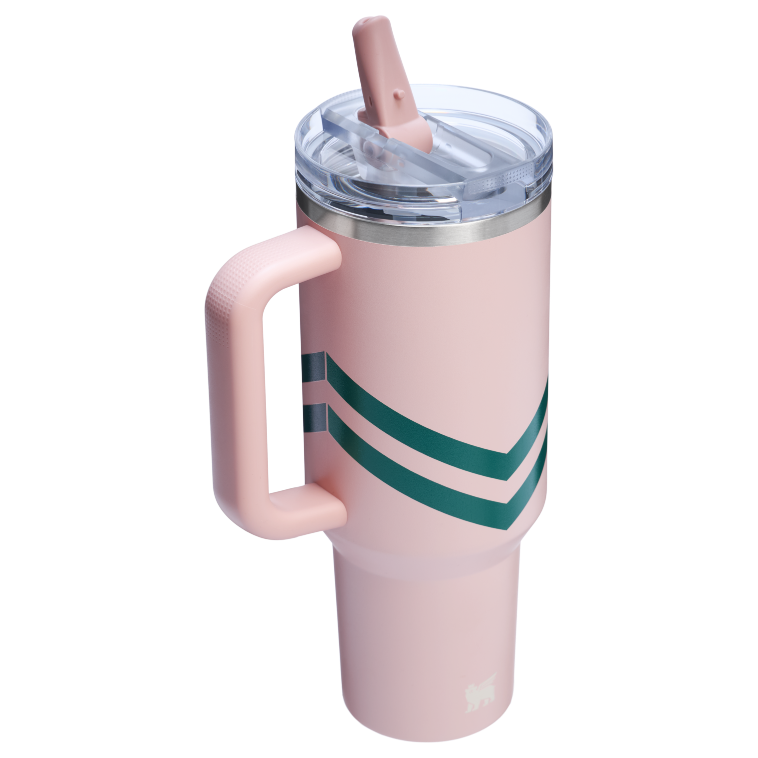 Stanley 1913 The Quencher ProTour Flip Straw Tumbler 40 OZ Oasis Collection in Peach Whip Chevron | Front View