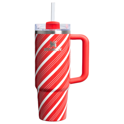 Stanley 1913 Candy Cane Lane The Quencher® H2.0 FlowState™ Tumbler 30 OZ in Candy Cane Twist | Front View