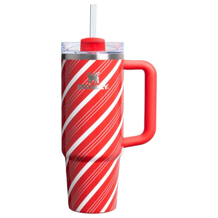 Stanley 1913 Candy Cane Lane The Quencher® H2.0 FlowState™ Tumbler 30 OZ in Candy Cane Twist | Front View