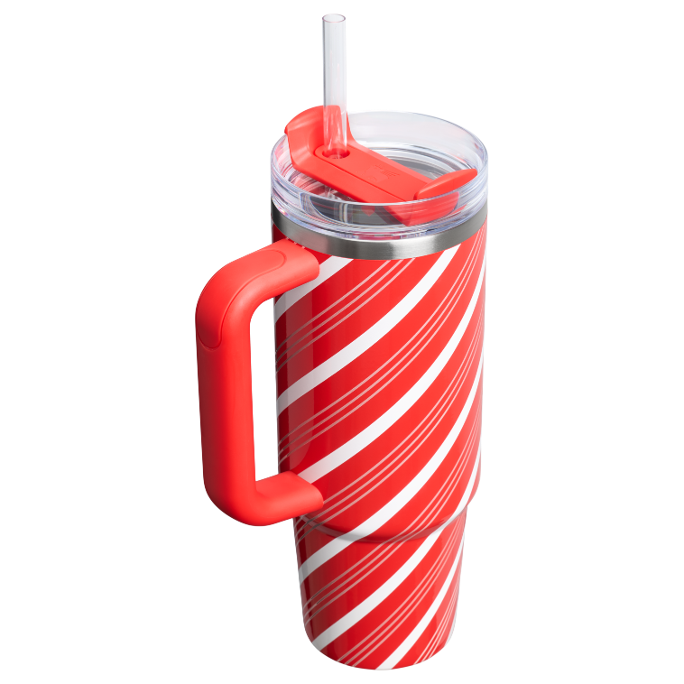 Stanley 1913 Candy Cane Lane The Quencher® H2.0 FlowState™ Tumbler 30 OZ in Candy Cane Twist | Back View