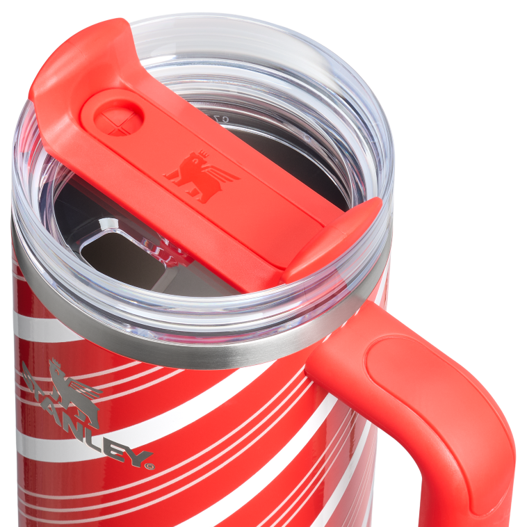 Stanley 1913 Candy Cane Lane The Quencher® H2.0 FlowState™ Tumbler 30 OZ in Candy Cane Twist | Lid Detailed View