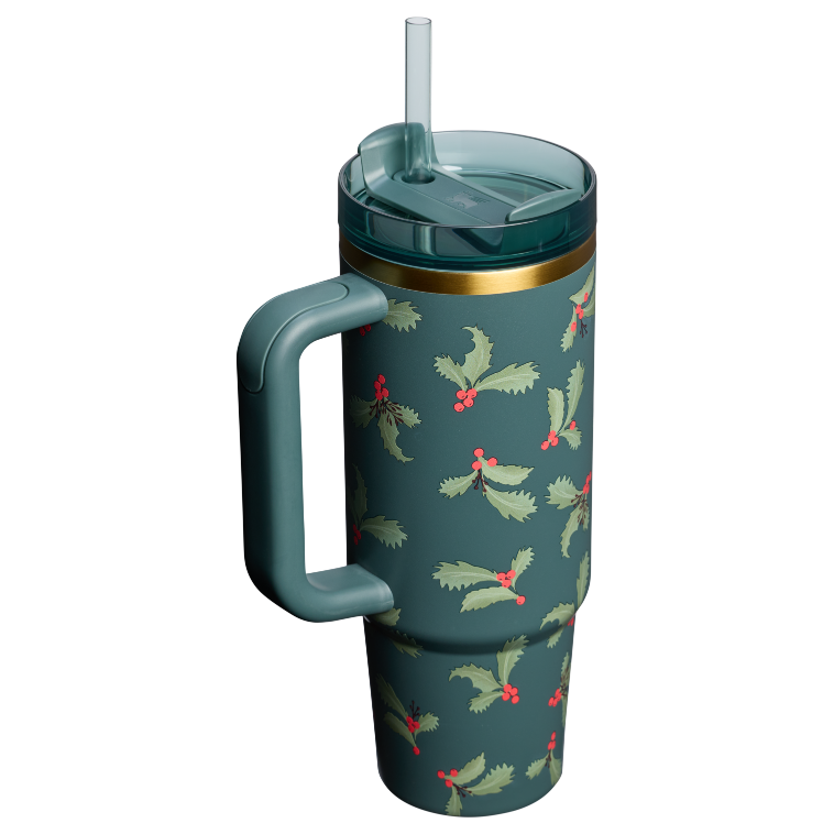 Stanley 1913 Cheers & Cheer The Quencher®H2.0 FlowState™ Tumbler 30 OZ in Holiday Botanical | Back View