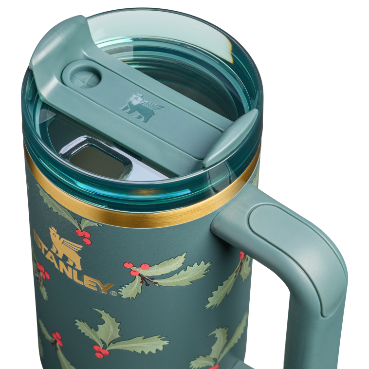 Stanley 1913 Cheers & Cheer The Quencher®H2.0 FlowState™ Tumbler 30 OZ in Holiday Botanical | Lid Detailed View