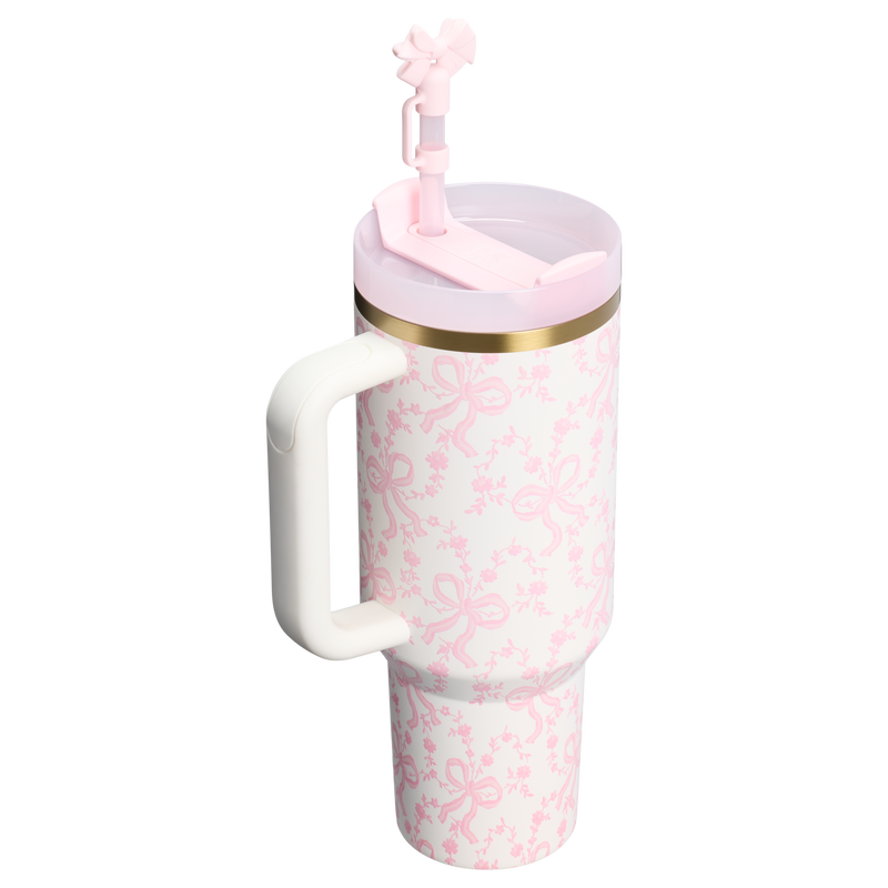 Stanley 1913 Stanley 1913 x LoveShackFancy Quencher®  H2.0 FlowState™ Tumbler | 40 OZ in Coquette Bow – Chantilly | Back View
