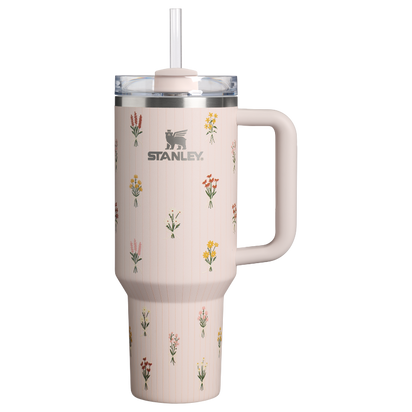 Stanley 1913 The Quencher® H2.0 FlowState Tumbler 40 OZ Rose Quartz Bouquets in Rose Quartz Bouquets | Front View