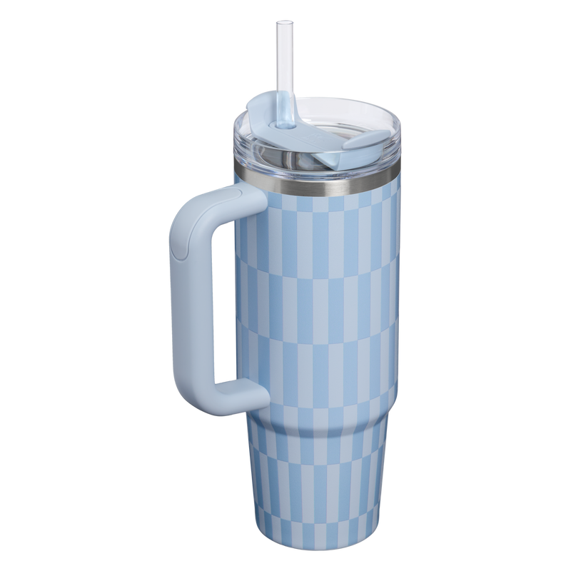 Stanley 1913 The Quencher®  H2.0  Flowstate™ Tumbler 30 oz | High Summer in Linen Blue Tile | Back View