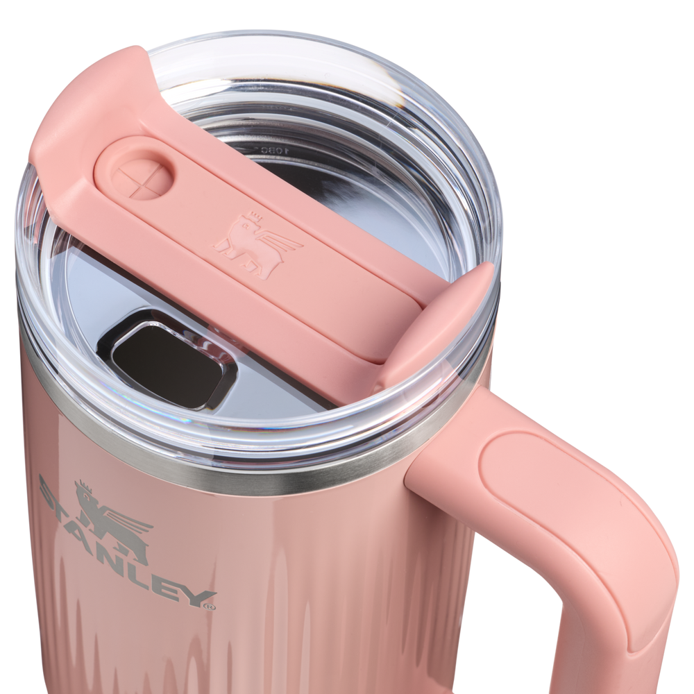 Stanley 1913 The Quencher H2.0 Fluted Tumbler 40 OZ in Peach Rose Gloss | Lid Detailed View