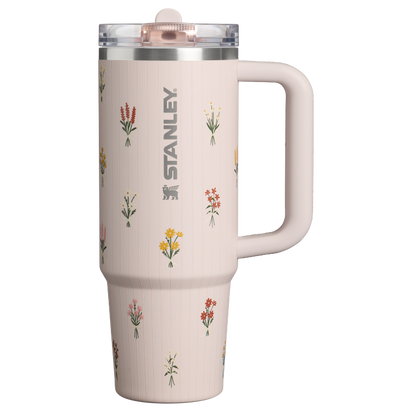 Stanley 1913 The Quencher ProTour Flip Straw Tumbler 30 OZ Rose Quartz Bouquets in Rose Quartz Bouquets | Front View