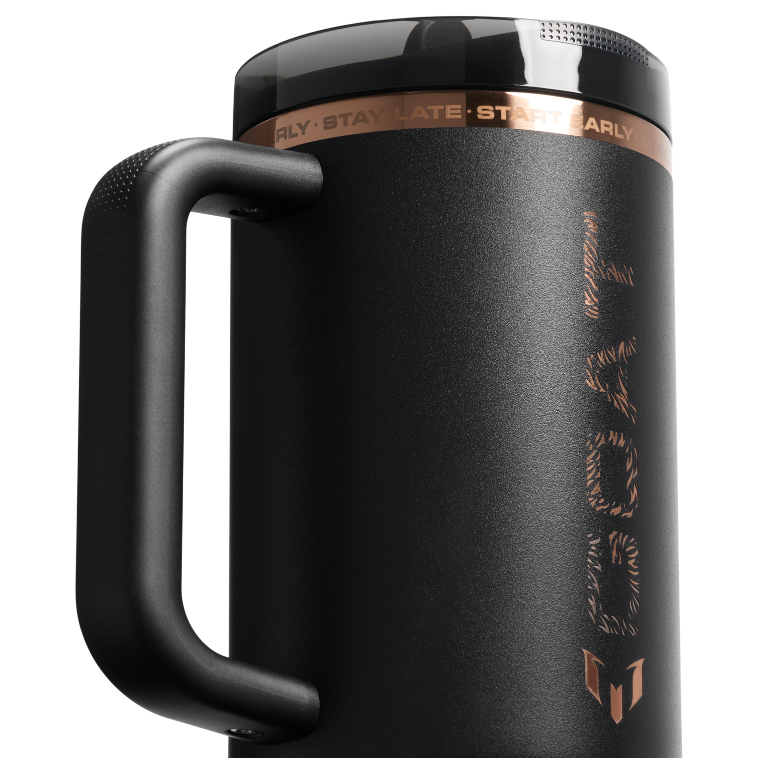 Stanley 1913 Messi x Stanley 1913 Quencher® ProTour Flip Straw Tumbler in Messi GOAT Black | Detailed View