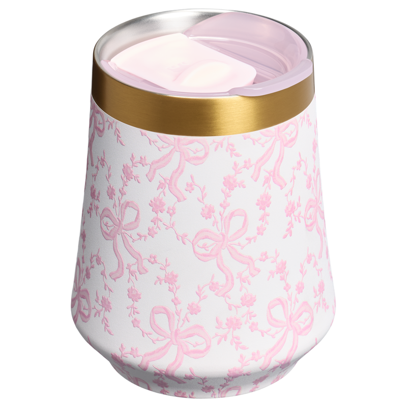 Stanley 1913 Stanley 1913 x LoveShackFancy The Reserve Wine Tumbler 11 OZ in Coquette Bow – Chantilly | Back View