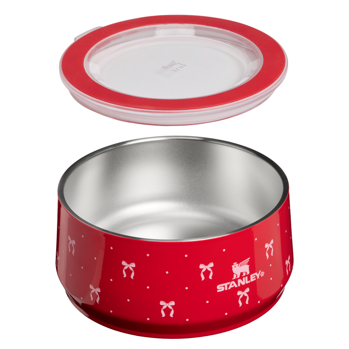 Stanley 1913 The Stanley Pet Bowl 24 oz The Holiday Collection in Rouge Bows | Cross Section View