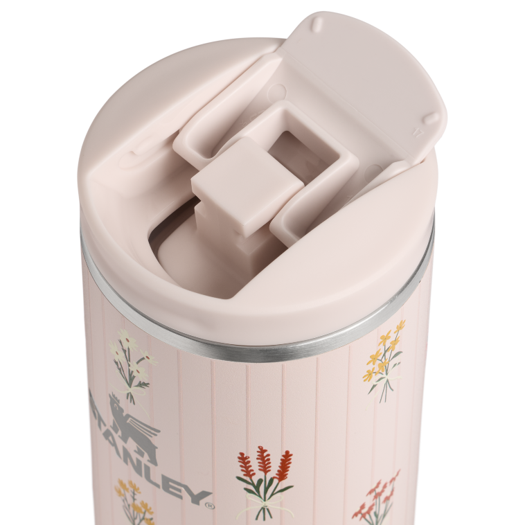 Stanley 1913 The Transit Flip Top Mug | 16 OZ Rose Quartz Bouquets in Rose Quartz Bouquets | Lid Detailed View