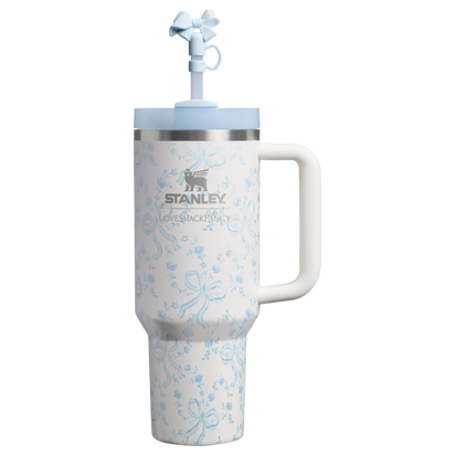 Stanley 1913 Stanley 1913 x LoveShackFancy Quencher®  H2.0 FlowState™ Tumbler | 40 OZ in Coquette Bow – Winter Ice | Front View