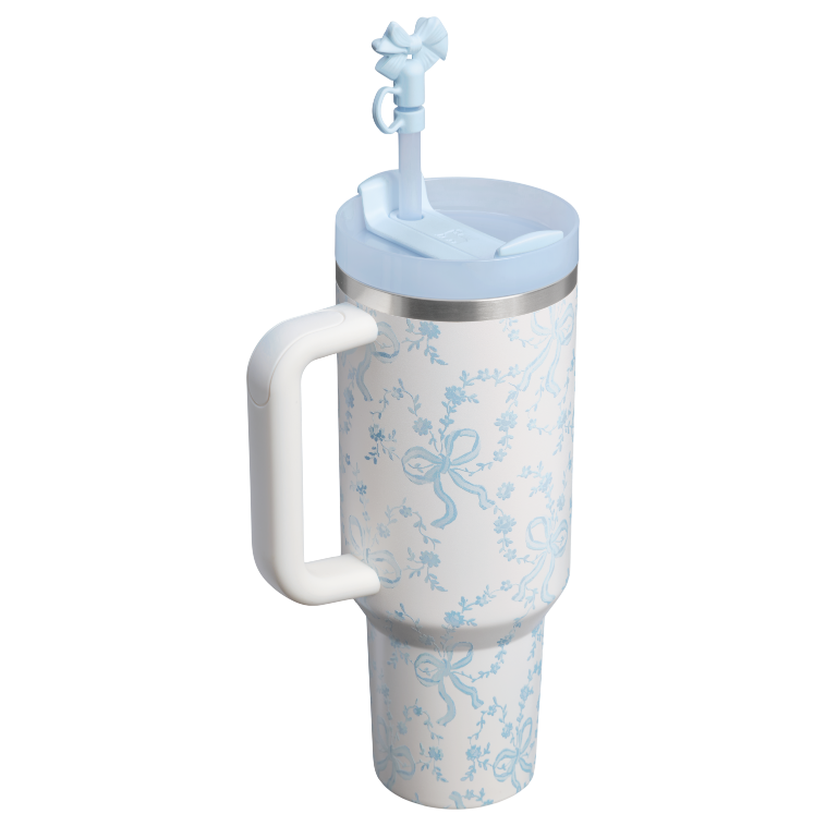 Stanley 1913 Stanley 1913 x LoveShackFancy Quencher®  H2.0 FlowState™ Tumbler | 40 OZ in Coquette Bow – Winter Ice | Back View